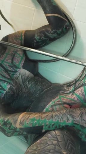 Tattooed Beauty Destroys Her Ass with Toys in Steamy Shower Masturbation   Clip 1