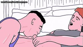 He sucks a redhead'_s cock and he sucks the other man'_s ass - Animated Gay Porn