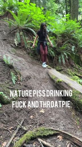 Nature slut swallows pee and deepthroats and ducks before throatpie