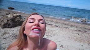 My little slutty stepsis gets anal fucked on public beach and lots of cum in her mouth JessiJek