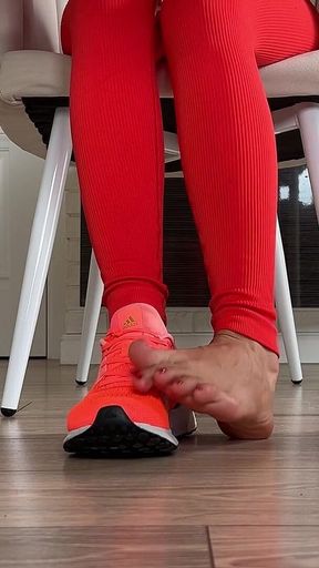 Shoe and Feet Play Under Table