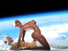 Super sexy android dickgirl fucks a hot ebony on a spaceship