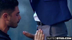Anal fucking with tied up and blindfolded boss in office