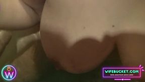 Intimate Bath Time: Busty MILF's Sensual Moment with Her Partner