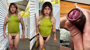 fannyfemmboi being a naughty sissy, this whore loves to show off in public, she touches herself until she gets a creamy and delicious cumshot