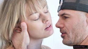 Busty babe Amber Moore gets destroyed by big schlong