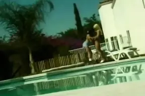 Poolside Lesbians enjoy massive tit play