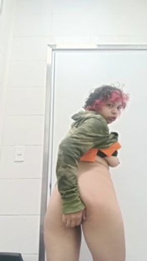 I masturbate in the bathroom while they have a meeting outside