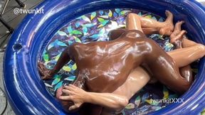 BAREBACK OIL WRESTLING - PART 1: OILED MUSCLE PIGS FUCK &amp; SLIDE POV!!