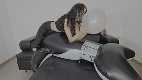 Marianna blows up balloons with her inflatable whale PART 1