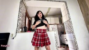 goth trans girl strips and pees on herself during cock play