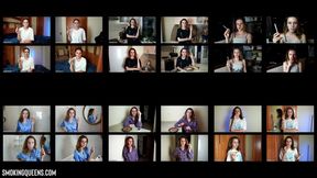 (ALL 24 scenes) Ramona Lynn is smoking all-white Virginia Slims 120s cigarettes at home using matches 4K resolution