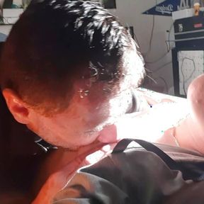 Latino Daddy Sucks Disabled Boys Cock &amp; Titties for his Birthday