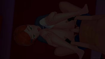 Curvy Gwen strokes a huge hentai cock