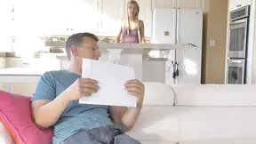 Stepdaughter deepthroats stepdad's big cock