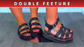 Flattening Your Face, Cock & Balls Under Our Platform Sandals - Dick & Head Cam (216) - Double Feeture - Goddess Amber & Miss Lucy