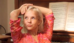 cute russian teen monroe playing piano and herself