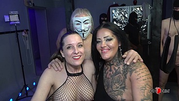 3 girls cum swallow swap + play creampie gangbang