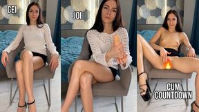 JOI, CEI & Cum Countdown Strip Tease with Oiled Handjob