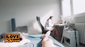 Busty Cock Whore Kiss Cat Blows and Foot Fucks You in POV