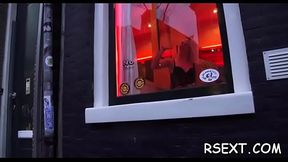 Gorgeous amsterdam hooker rides a large hard jock passionately