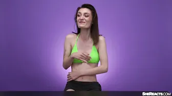 Corra Cox reacts to a massive cumshot from a huge cock