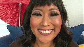 Brunette MILF gets black cock deepthroat and facial