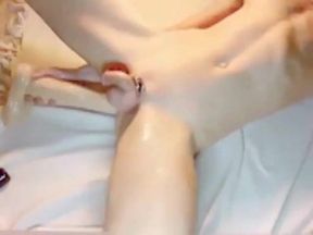 Oiled Twink Masturbates with a Giant Dildo