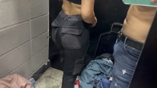 A clothing store clerk sucked a customer's cock in the bathroom of a shopping center