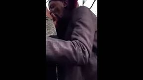 Older Black Man Sucks My Cock Outdoors for Cash