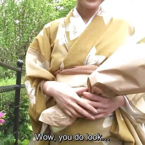 Japanese wife in kimono flower arrangement private class leads to sex