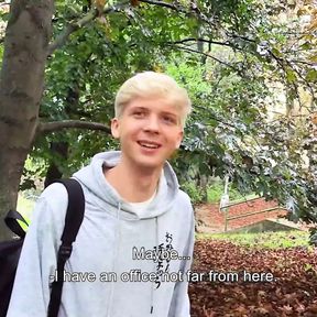 Twink Blonde On His Way Home When He Bumps Into A Guy Who Wants His Dick Fucked And Pay At The Same Time - BigStr