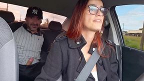Cheating Wife & Delivery Guy Bust Passenger Jerking Off Behind Them!