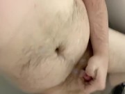 Cub shoots tons of cum in the tub