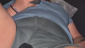 Teasing my roommate with my feet rubbing pussy