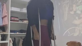 Amputee SBK girl super sexy with sexy high heel and crutches