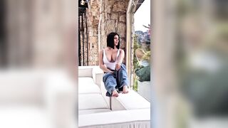 Very sensual woman with short black hair in lingerie