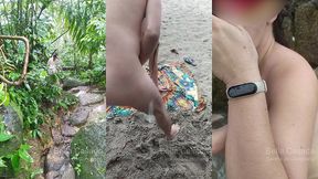 bella casada dando a bucetinha e o cuzinho pra um guia na praia em um dia chuvoso