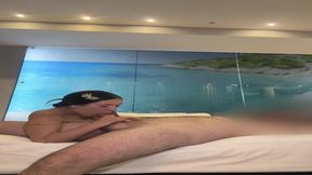 Petite brunette Olivia Quinn gives a sweaty sucking and shows off her round rear