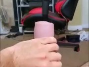 Dad-bod destroys pocket pussy in living room