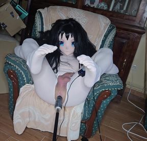 Kigurumi anine girl ass fucked by machine