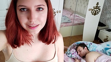 Masturbating on Camera for My Lover Near My Cuckold Husband