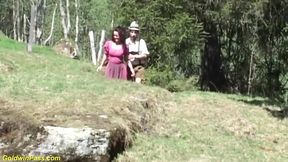 Outdoor oktoberfest threesome