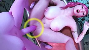 3D Futa Lesbian - Dickgirl Elf fucks Girl and CUM on Body