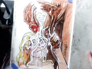 "When Life Gives U Lemon Balls" Erotic Ejaculation Art Drawing BBC Blond Teen Interracial Cum