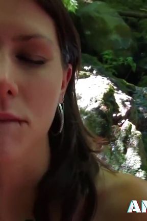 Jungle threesome for brunette Mia Moore who gets double penetration sex