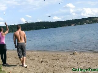 COLLEGE FUCK PARTIES - Tattooed coed ass drilled outdoor