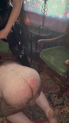 Domina Satana and  Miss Nova Raye teach Booboo manners   Clip 1