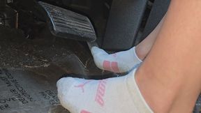 Chrissy socks in car side view