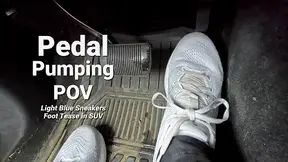 Pedal Pumping POV - Light Blue Sneakers Foot Tease in SUV - Shoe Fetish - Kylie Jacobsx